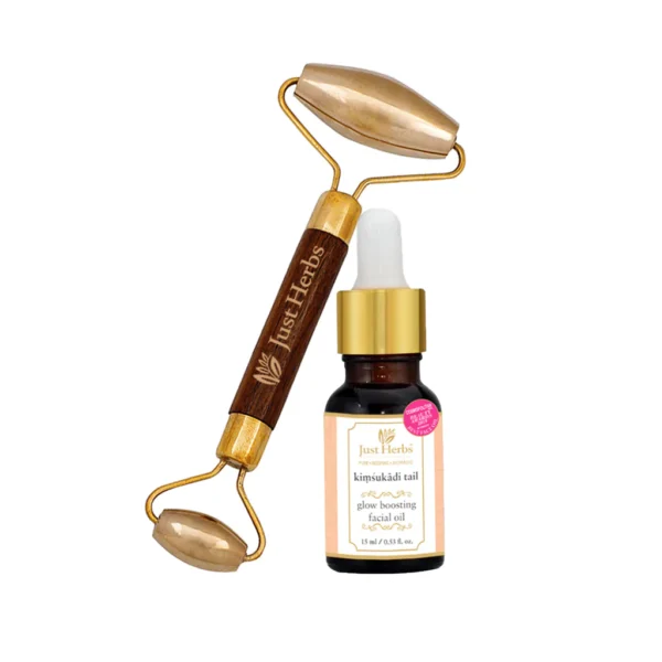 Glow Boosting Duo - Kansa Roller Face Massage Tool + Kimsukadi Oil